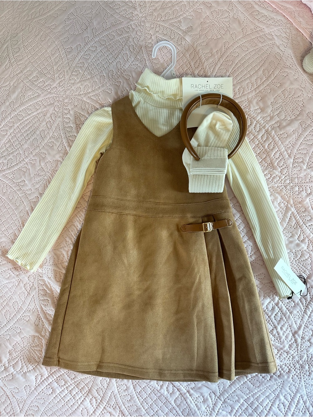 Girls Rachel Zoe suede jumper / dress set NWT